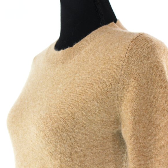 J. Crew Three Quarter Sleeve Everyday Cashmere Camel Tan Sweater XS Crewneck Top - Picture 3 of 7